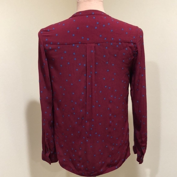 Boden Blouse Size US 8R Red Retro Floral Print Button Up Top - Picture 5 of 11